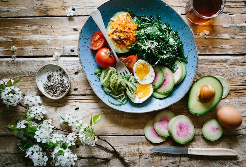Balanced wellness lifestyle with omega-3 rich nutrition and supplements